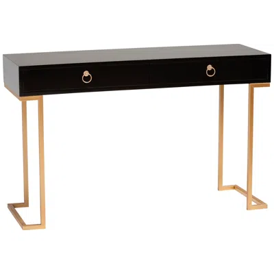 Baxton Studio Beagan Wood And Gold Metal 2-drawer Console Table In Black
