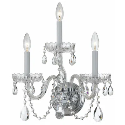 Crystorama 3-light Traditional Crystal Sconce In Silver