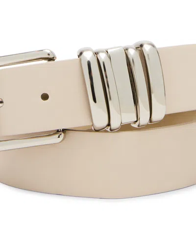 Steve Madden Polyurethane Multi Keeper Belt In Neutral