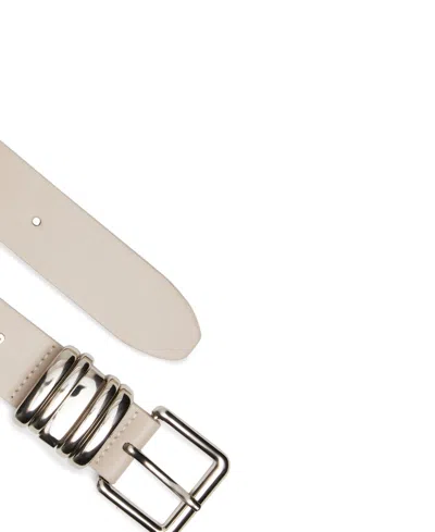 Steve Madden Polyurethane Multi Keeper Belt In Neutral