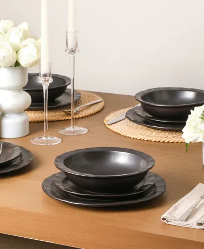 Stone Lain Oasis 24-pc. Stoneware Dinnerware Set In Black