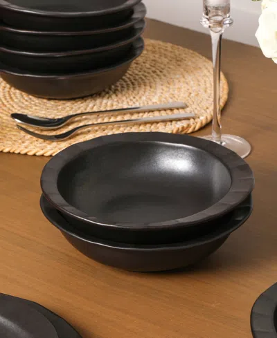 Stone Lain Oasis 24-pc. Stoneware Dinnerware Set In Black