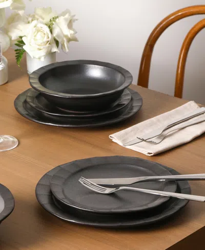 Stone Lain Oasis 24-pc. Stoneware Dinnerware Set In Black