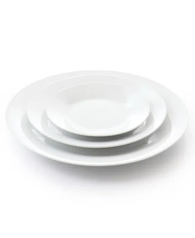 Elama 3 Tier Round Plate Porcelain Serveware Set In White