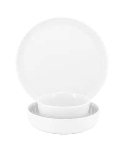 Elama Duncan 18 Piece Porcelain Dinnerware Set In Black In White
