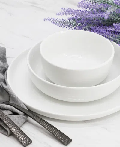 Elama Duncan 18 Piece Porcelain Dinnerware Set In Black In White