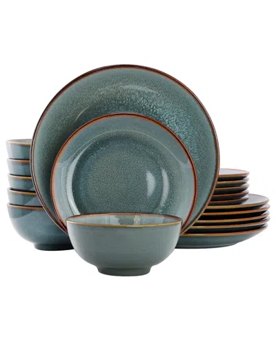 Elama 18 Piece Stoneware Dinnerware Set In Blue