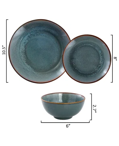 Elama 18 Piece Stoneware Dinnerware Set In Blue