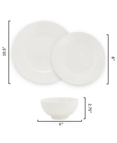 Elama Gemma 12 Piece Stoneware Dinnerware Set In White