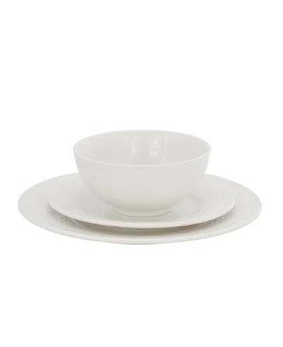Elama Gemma 12 Piece Stoneware Dinnerware Set In White