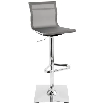 Lumisource Mirage Contemporary Adjustable Barstool With Swivel In Silver By  In Gray
