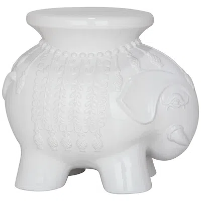 Safavieh White Ceramic Elephant Stool In White