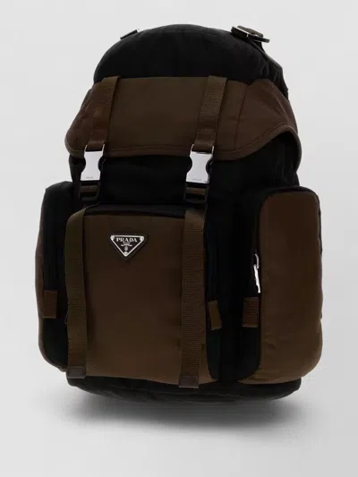 Prada Renylon Backpack Featuring Practical Side Pockets In Blue