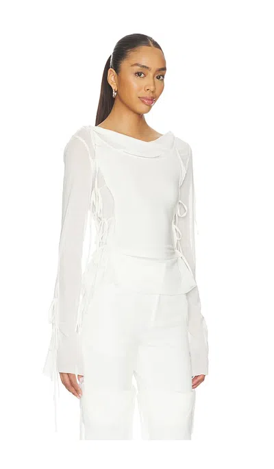 Marrknull Patchwork Chiffon Top In White