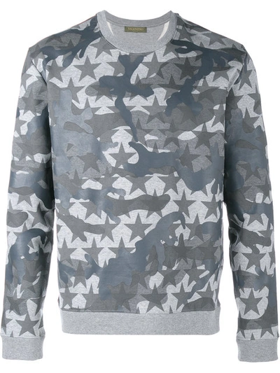 Valentino Camustars-print Cotton-blend Jersey Sweatshirt In Steel Grey