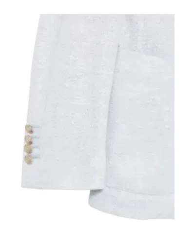Eleventy Double-breasted Suit Jacket In White