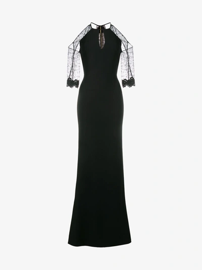 Shop Roland Mouret Carrington Cold-shoulder Gown In Black