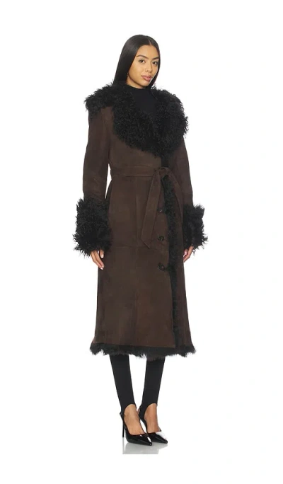 Susanna Chow Daphne Shearling Suede Coat In Multi