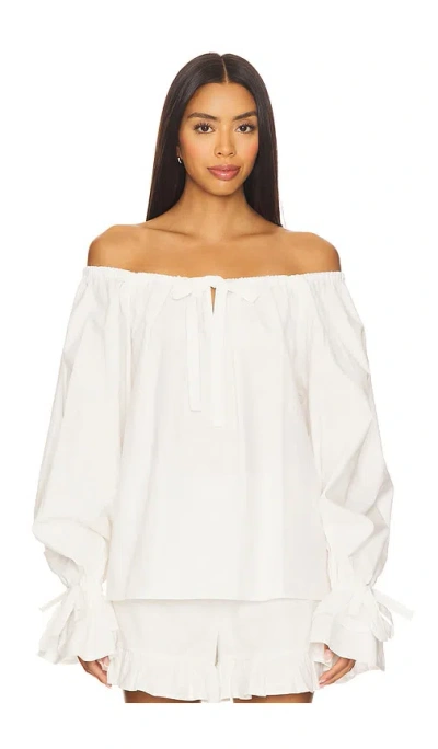Sleeper Cha-cha Billowy-sleeves Blouse In White