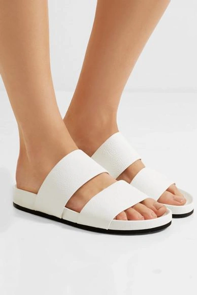Vince Georgie Leather Flat Slide Sandal In White ModeSens