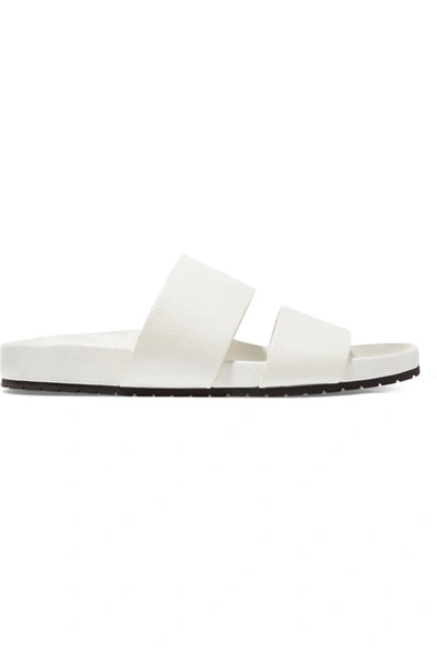 Vince Georgie Leather Flat Slide Sandal In White