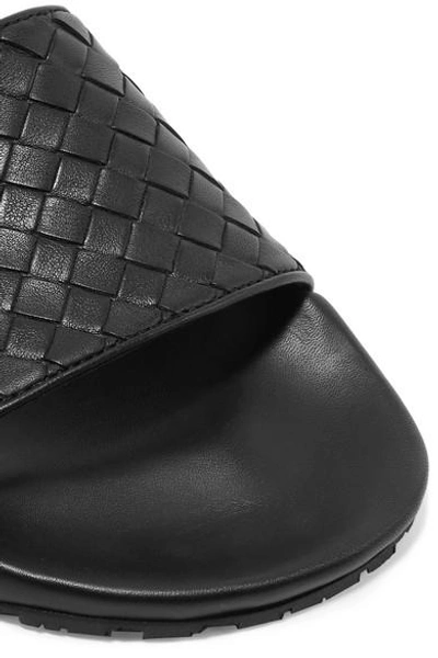 Shop Bottega Veneta Lake Intrecciato Leather Slides In Black