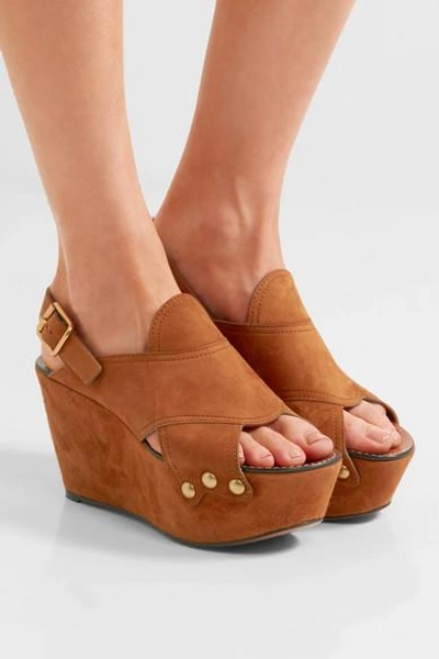 Shop Chloé Suede Wedge Sandals