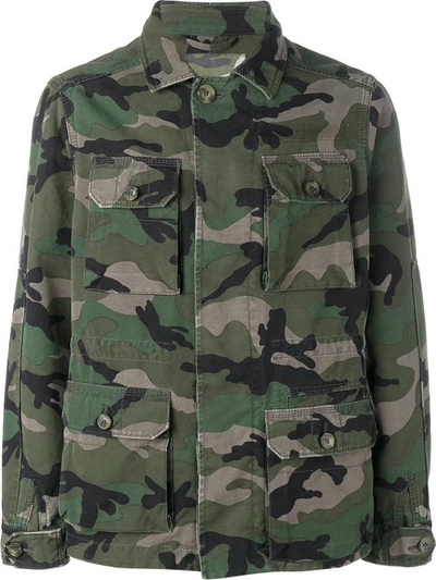 Valentino Id Camouflage Pea Coat Man Military Green Cotton 100% 48