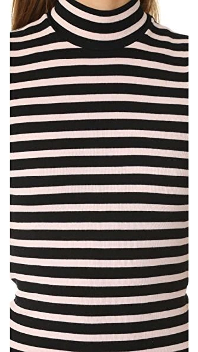 Shop Atm Anthony Thomas Melillo Modal Rib Sleeveless Stripe Dress In Black/blush