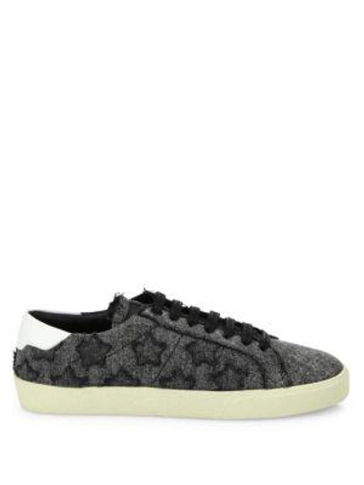 Shop Saint Laurent Court Classic Star Sneakers In Black-white