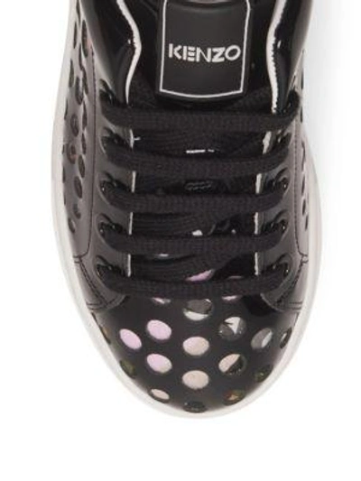 Shop Kenzo K-lace Patent Leather Platform Sneakers In Black