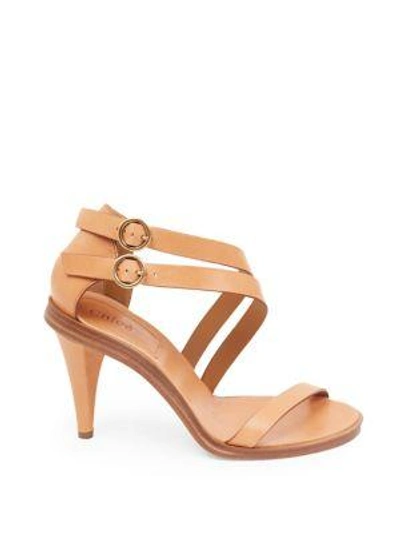 Shop Chloé Niko Leather Sandals In Misty Beige