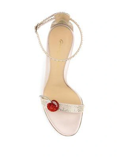 Shop Gianvito Rossi Cherry Portofino Crystal Ankle-strap Sandals In Rosa