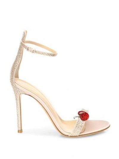 Shop Gianvito Rossi Cherry Portofino Crystal Ankle-strap Sandals In Rosa