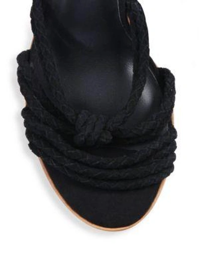 Shop Joie Banji Lace-up Suede Block Heel Sandals In Black
