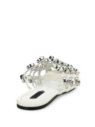Shop Alexander Wang Amelia Studded Leather Flat Sandals In Milk