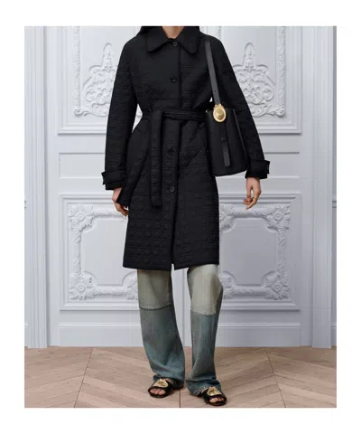 Dior Macrocannage Belted Coat In Black