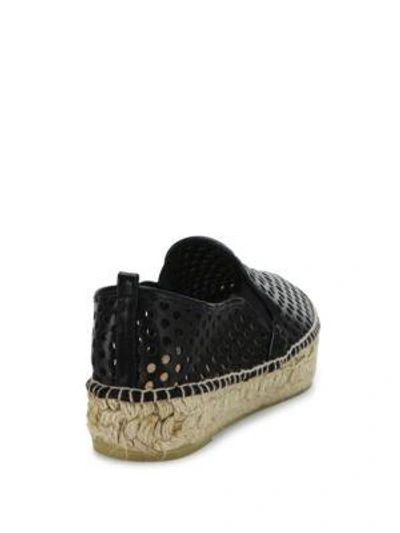 Shop Loeffler Randall Rowan Perforated Vachetta Leather Platform Espadrille Sneakers In Black