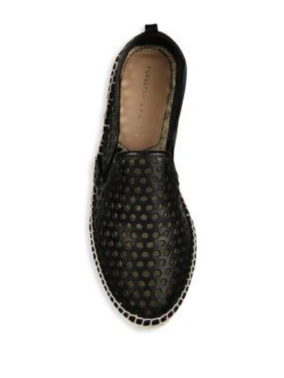 Shop Loeffler Randall Rowan Perforated Vachetta Leather Platform Espadrille Sneakers In Black