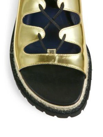 Shop Sacai Metallic Leather Espadrille Sandals In Gold