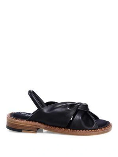 Shop Robert Clergerie Bloss Knot Tie Leather Slingbacks In Black