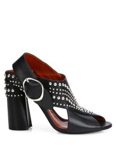 Shop 3.1 Phillip Lim / フィリップ リム Patsy Studded Crisscross Leather Block Heel Slingback Sandals In Black