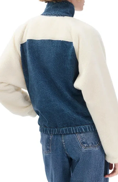 Rag & Bone Rb Miramar High Pile Fleece Pullover In Blue
