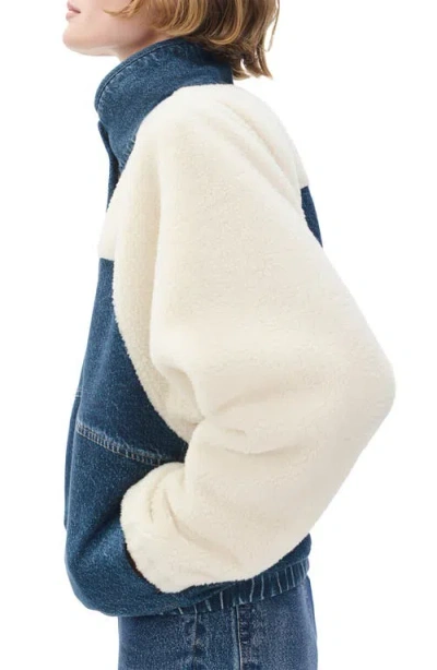 Rag & Bone Rb Miramar High Pile Fleece Pullover In Blue