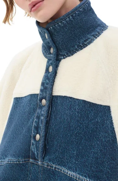 Rag & Bone Rb Miramar High Pile Fleece Pullover In Blue