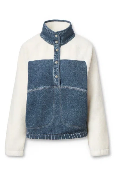Rag & Bone Rb Miramar High Pile Fleece Pullover In Blue