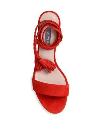 Shop Sjp By Sarah Jessica Parker Elope Suede Lace-up Sandals In Cognac