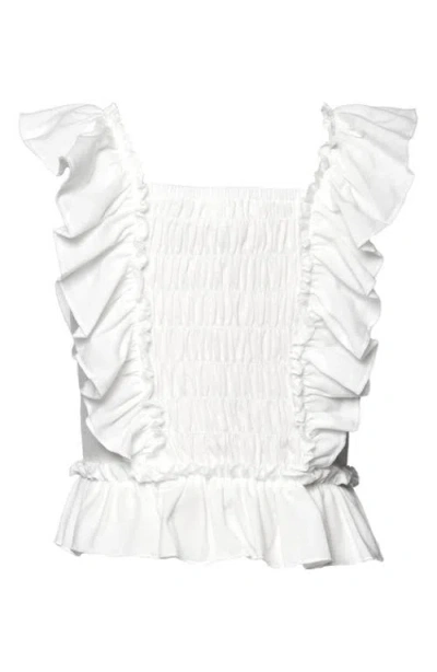 Sara Sara Kids' Ruffle Smocked Top In White | ModeSens