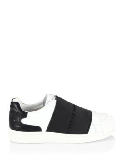 Shop Ash Clip Textured Slip-on Sneakers In White-black