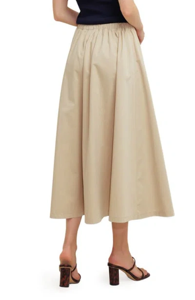 Freemarket Solid Drawstring Midi Skirt In Neutral